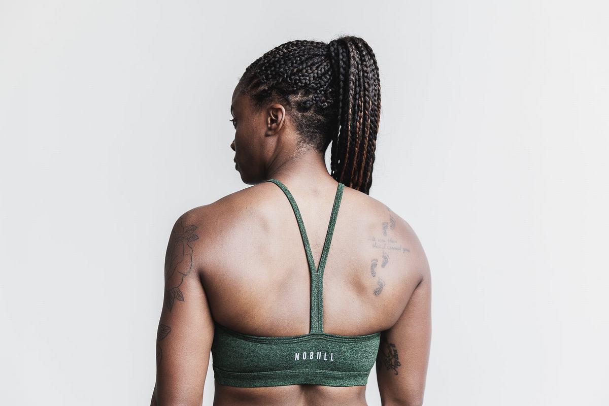 Nobull Halter Matte Women's Sports Bras Green | Australia (EF3694)